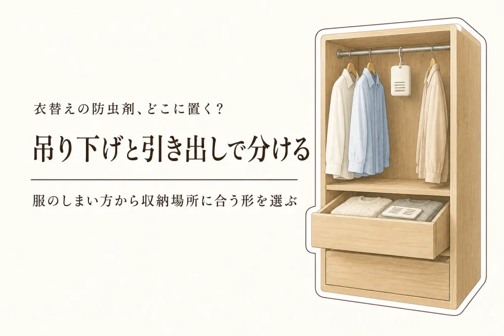 秋の衣替え前に吊り下げ防虫剤と引き出し用防虫剤を使い分ける｜収納場所別の選び方